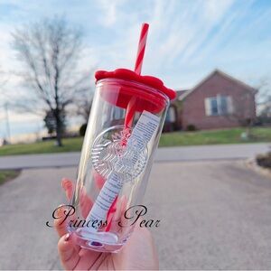 Starbucks 2026  glass cup with swirl straw 16 oz